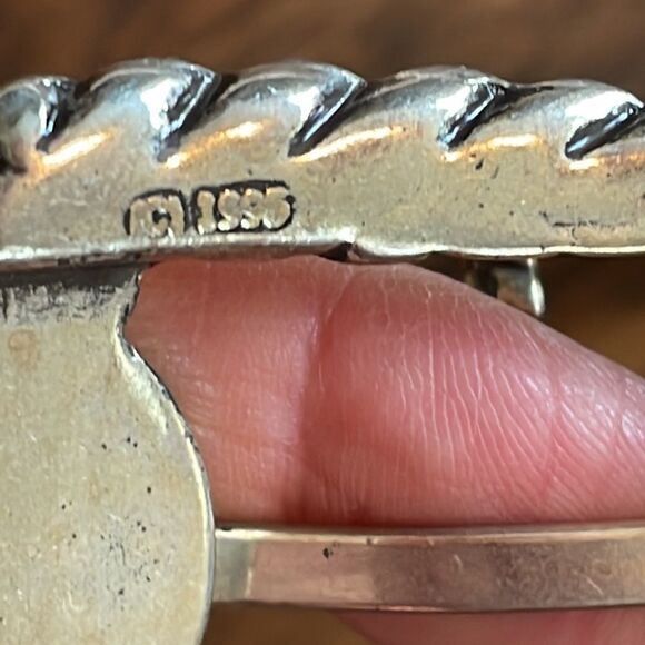 Vtg 1996 Brighton brown snakeskin look belt with silver/gold coin buckle - Picture 8 of 11